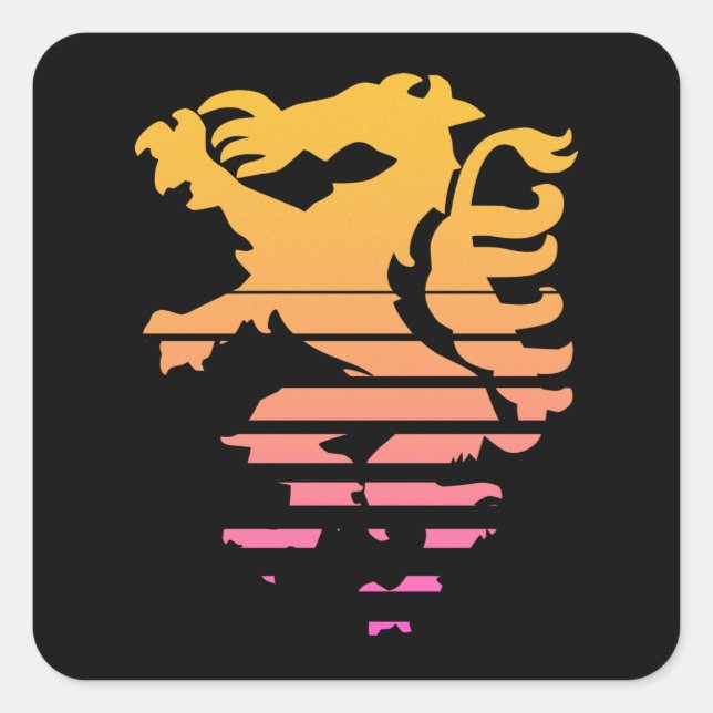 Retro Steiermark Panther Wappen  Quadratischer Aufkleber (Vorderseite)