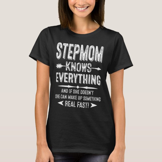 Retro Stepmutter weiß alles, was Frauen zum Mutter T-Shirt (Vorderseite)