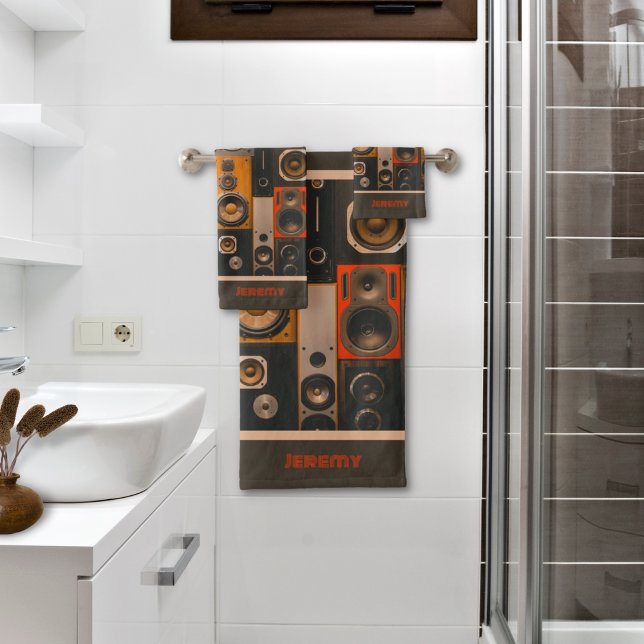 Retro Stereo Lautsprecher Badetuch Set (Von Creator hochgeladen)