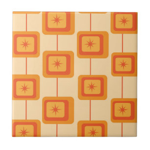 Retro-Sterne im Mid-Century-Stil auf abstrakten Qu Fliese