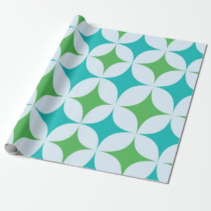 Retro-Sterne im Mid-Century-Stil in Grün und Türki Geschenkpapier