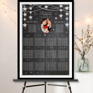 Retro-Sterne-Schultafel-Foto-Sitzplan Poster