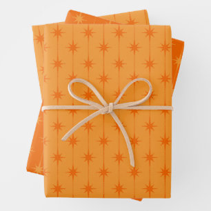 Retro-Sterne und Punkte im Atomic-Stil der Mitte d Geschenkpapier Set