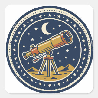 Retro-Sternenparty-Abzeichen Astronomie-Club-Aufkl Quadratischer Aufkleber