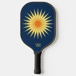 Retro Sternexplosion Blume Monogramm Navy Yellow O Pickleball Schläger