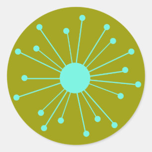 Retro-Sternexplosion des Mitteljahrhunderts Runder Aufkleber