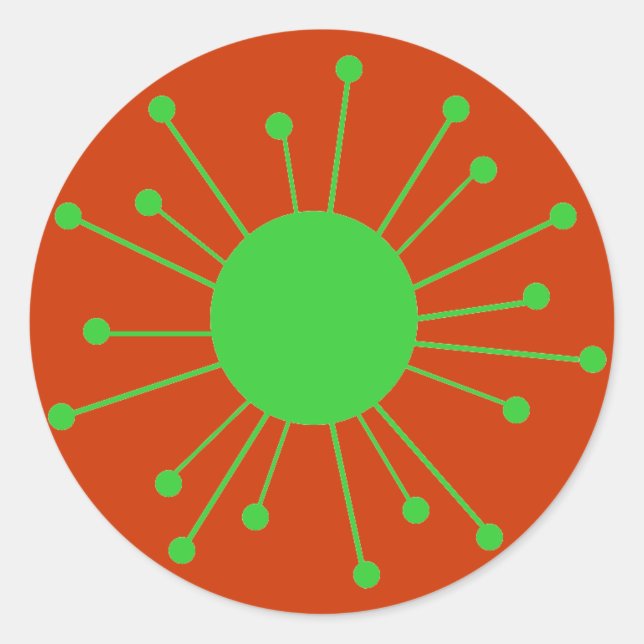 Retro-Sternexplosion des Mitteljahrhunderts Runder Aufkleber (Vorderseite)