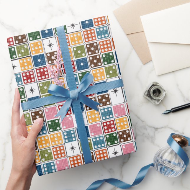 Retro Sternexplosion Dominoes Geschenkpapier (Schenken)
