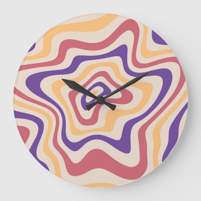 Retro Sternexplosion Psychedelischer Hintergrund Große Wanduhr (Vorderseite)