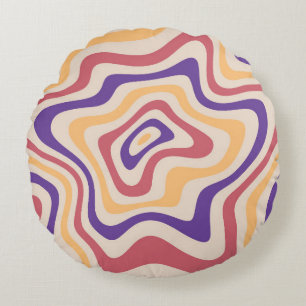 Retro Sternexplosion Psychedelischer Hintergrund Rundes Kissen