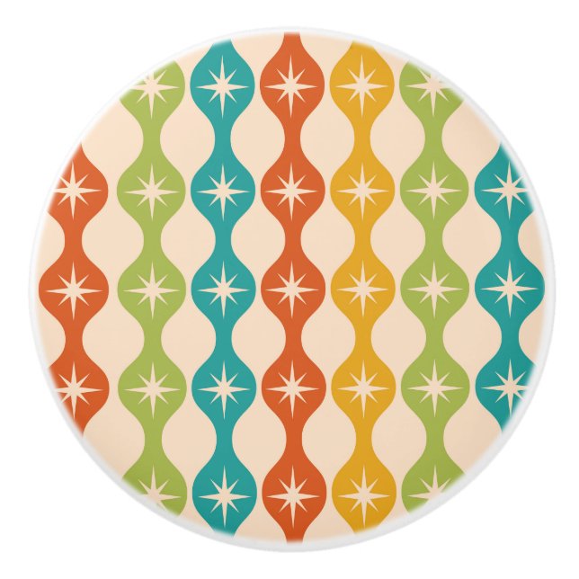 Retro-Sternexplosionen der Mitte des Jahrhunderts  Keramikknauf (Vorderseite)