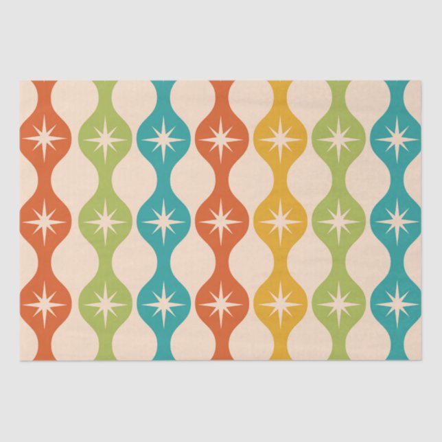 Retro-Sternexplosionen der Mitte des Jahrhunderts  Seidenpapier (Vorderseite)