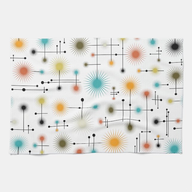 Retro Sternexplosionen ein Go-Go! Geschirrtuch (Horizontal)