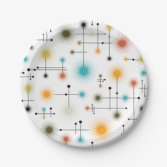 Retro Sternexplosionen ein Go-Go! Pappteller (Vorderseite)