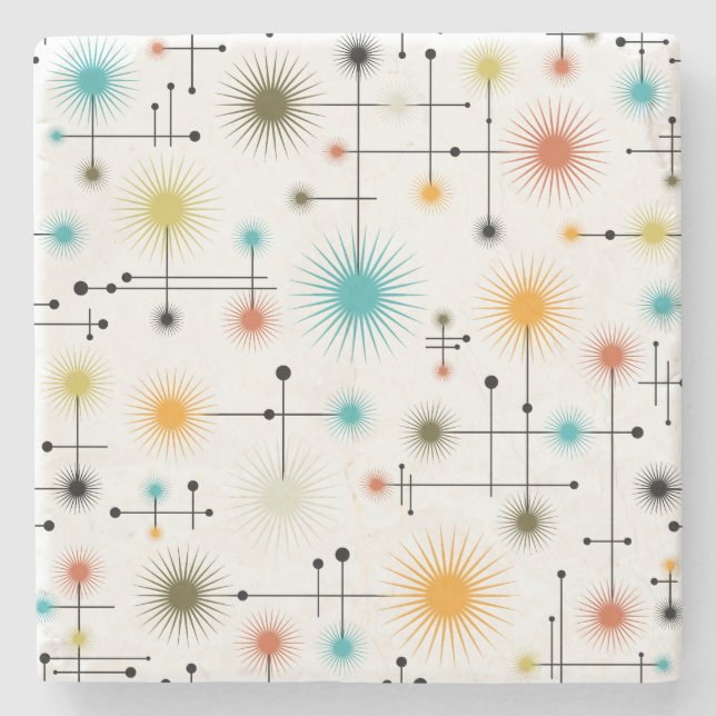 Retro Sternexplosionen ein Go-Go! Steinuntersetzer (Vorderseite)