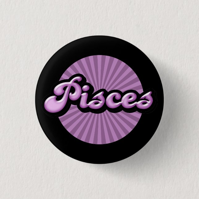 Retro-Sternzeichen-Fische-Pinback-Button Button (Vorderseite)