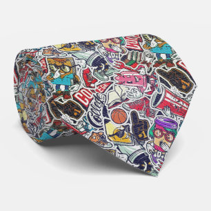 Retro-Stickerbombe - Cartoon-Graffiti Krawatte