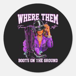 Retro Stiefel auf dem Boden T Shirt, wo sie fächer Runder Aufkleber