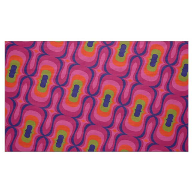 Retro-Stil 60er 70er Musterstoff Stoff (Fat Quarter (45,7 x 55,9 cm))