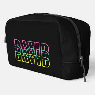 Retro-Stil 80er Neon-Text personalisiertes Toilett Waschbeutel