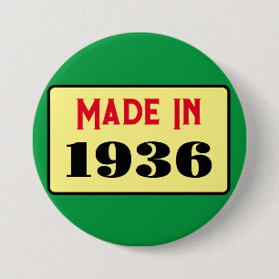Retro-Stil 90. Geburtstagsabzeichen 1936 Button