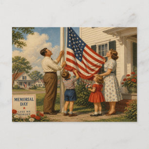 Retro-Stil-Americana-Zum-Gedenktag-Postkarte Feiertagspostkarte