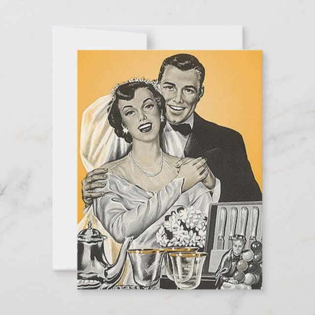 Retro-Stil Ankündigung Einladung Paare Dusche (Vorderseite)