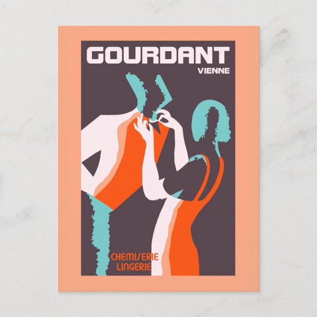 Retro-Stil Art Déco Postkarte (Vorderseite)