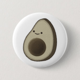 Retro-Stil-Avocado-Zeichnung Button