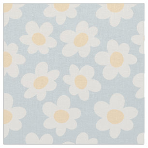 Retro-Stil blüht auf blauem Hintergrund Stoff