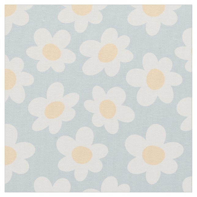 Retro-Stil blüht auf blauem Hintergrund Stoff (Nahaufnahme)