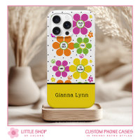 Retro-Stil Blumen Flower Power Monogramm