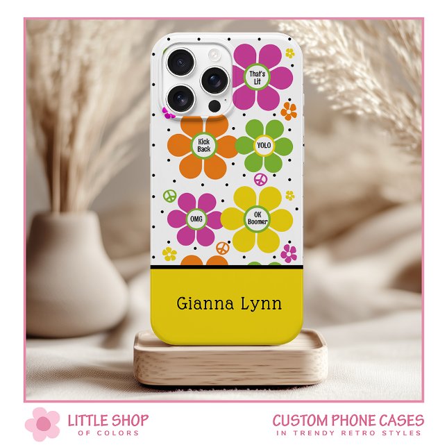 Retro-Stil Blumen Flower Power Monogramm Case-Mate iPhone Hülle (Von Creator hochgeladen)
