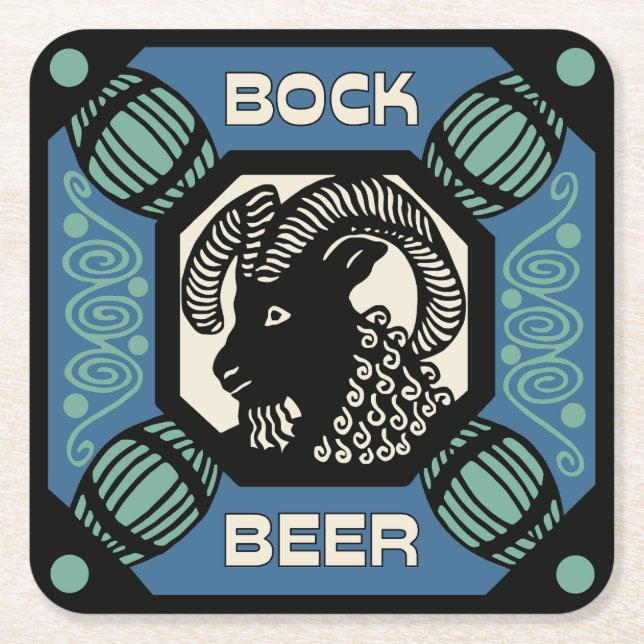 Retro-Stil Bock Bierquadrat und Paper Untersetzer (Vorderseite)