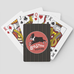 Retro-Stil Boston Terrier springender Hund Spielkarten