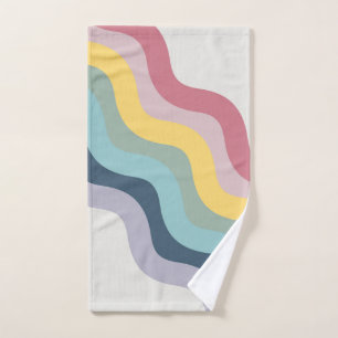 Retro-Stil bunt diagonale Wellen Design Badhandtuch Set