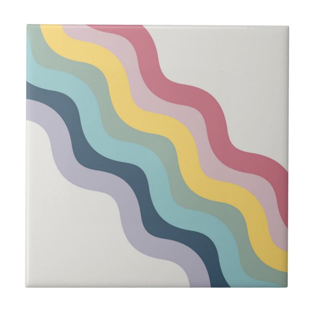 Retro-Stil bunt diagonale Wellen Design Fliese (Vorderseite)