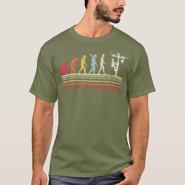 Retro-Stil Coole Evolution von Lineman T-Shirt (Vorderseite)