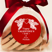 Retro-Stil Cupid-Kritzeleien Frohen Valentinstag