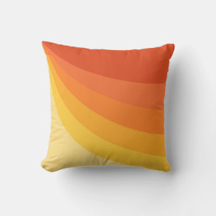 Retro-Stil gelbe und orange Sonnenstrahlen Design Kissen