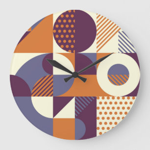 Retro-Stil geometrisches Musterdesign Große Wanduhr