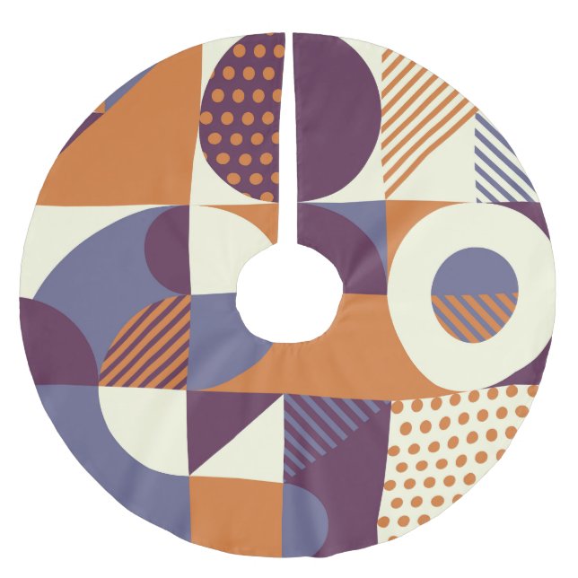 Retro-Stil geometrisches Musterdesign Polyester Weihnachtsbaumdecke (Vorderseite)