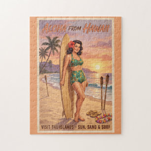 Retro-Stil Hawaiianische Frau Pin Up Puzzle