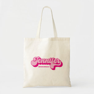 Retro Stil Hot Pink Braut Benutzerdefinierter Name Tragetasche