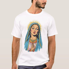 Retro-Stil Jungfrau-Maria-Männer-T-Shirt T-Shirt