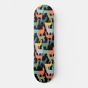 Retro-Stil Lama-Muster Vintage-Alpaka Rosa Skateboard