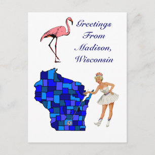 Retro Stil Madison Wisconsin Staats Karte Postkart