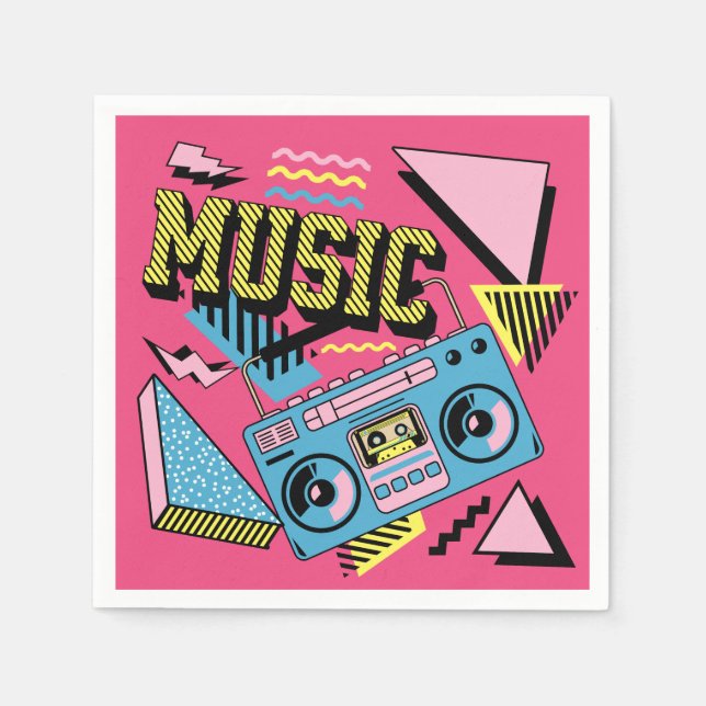 Retro-Stil Musik Boombox-Design Serviette (Vorderseite)