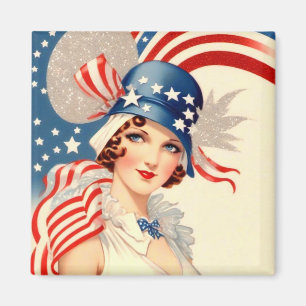 Retro-Stil patriotischer Flapper USA Magnet