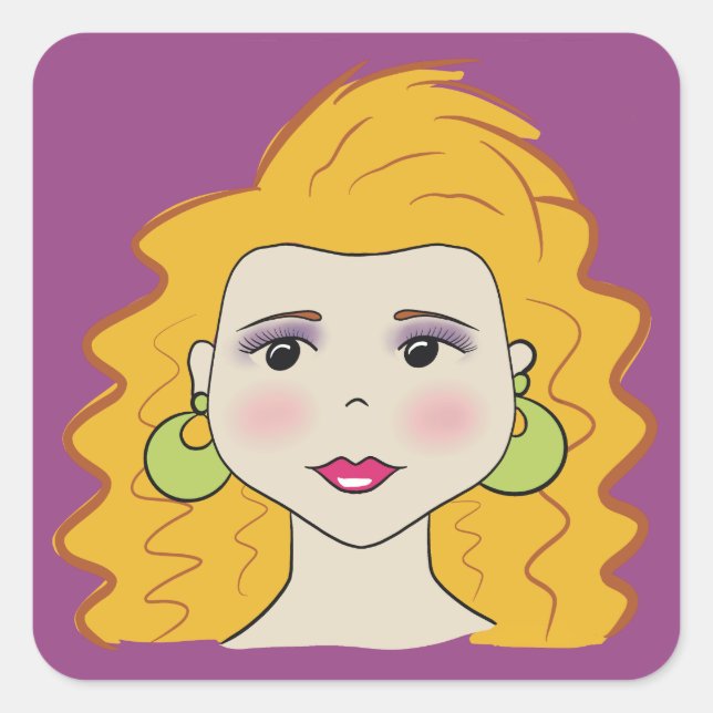 Retro-Stil Quadratischer Aufkleber (Vorderseite)